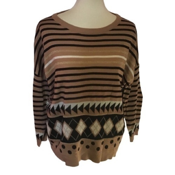 3 for 20 $ bundle Striped argyle sparkly oversized sweater - Picture 1 of 8